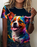 Camiseta para adultos con perro colorido en tamaño grande