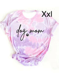 Camiseta en colores sosa y lila con mensaje de Dog Mom en XXL