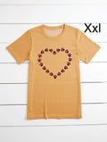 Camiseta en algodón para adultos color mostaza con diseño de corazón con huellitas