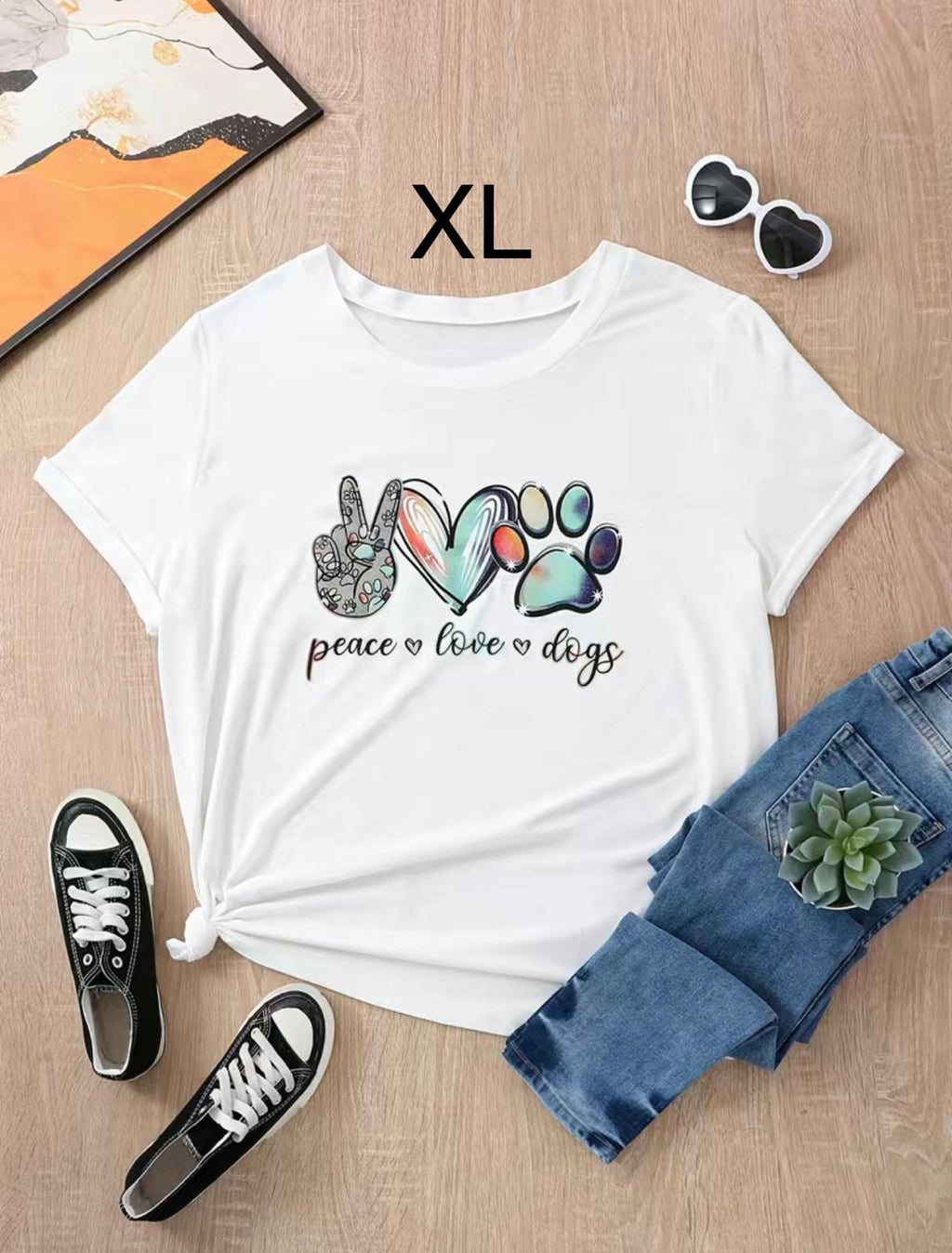 Camiseta blanca para adultos amantes de los perros en tamaño XL