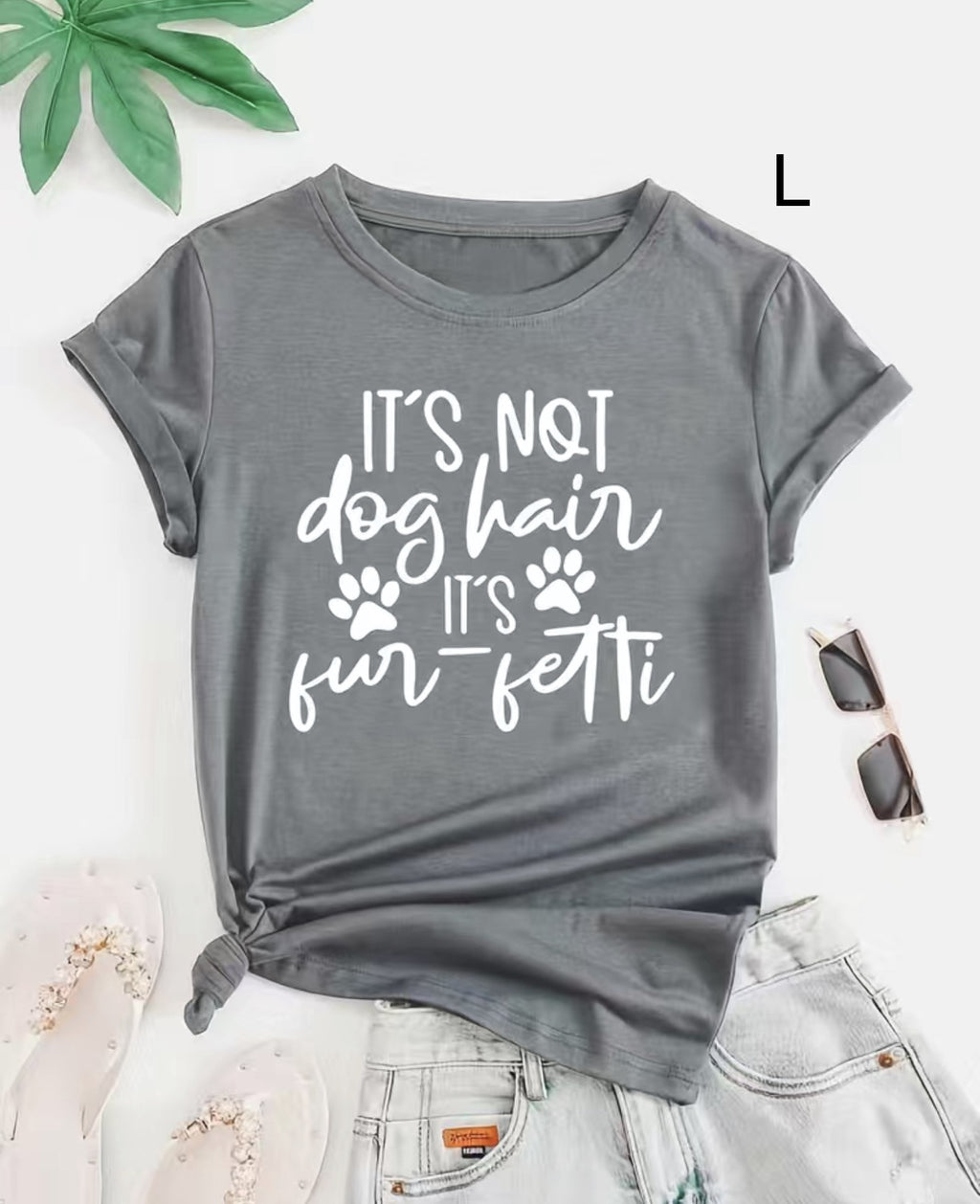 Camiseta de Adulto en gris con mensaje No es pelo de perro. Tamaños a escoger