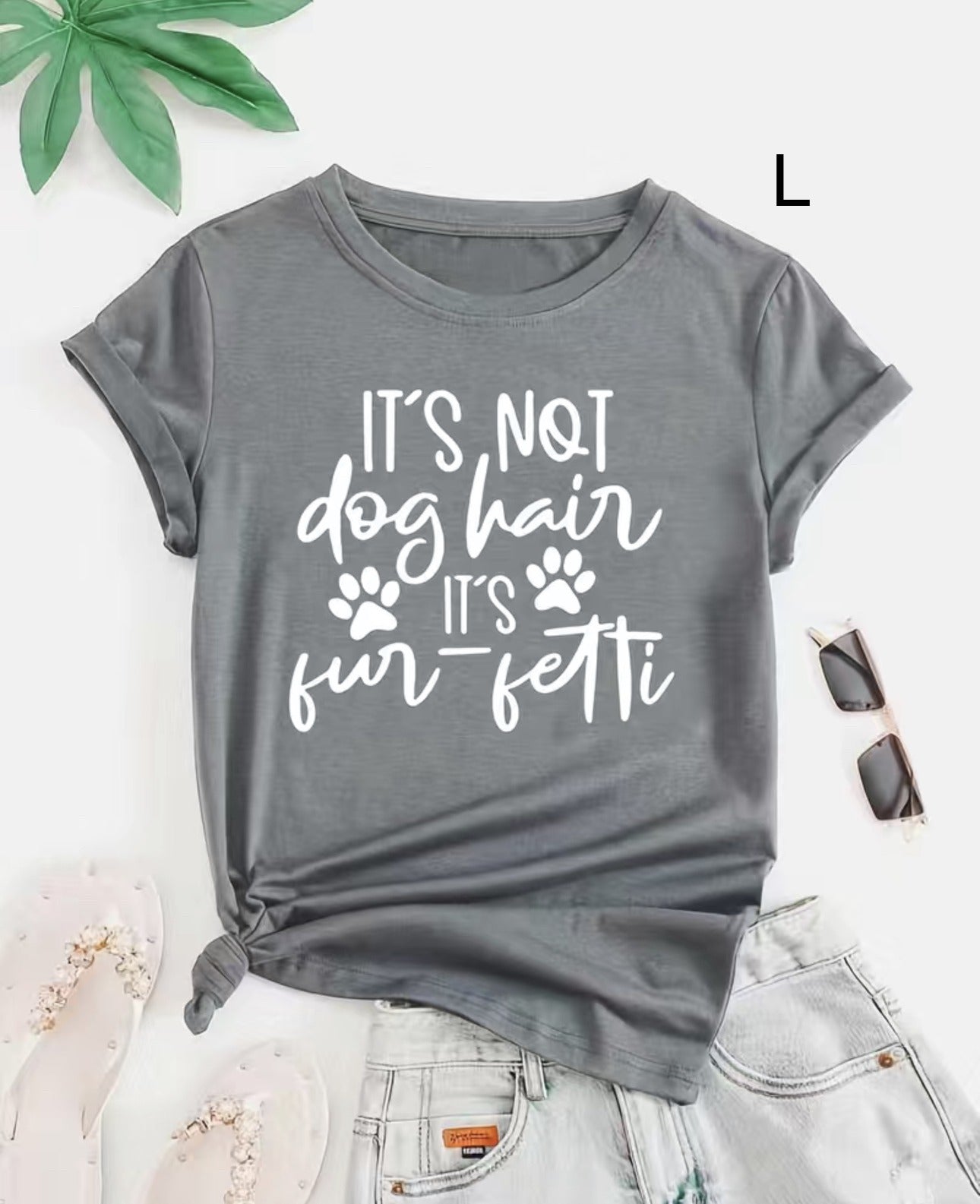 Camiseta de Adulto en gris con mensaje No es pelo de perro. Tamaños a escoger