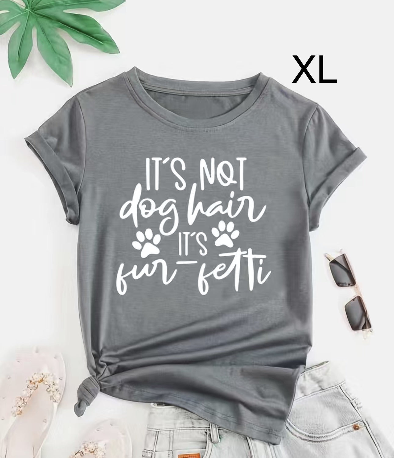 Camiseta de Adulto en gris con mensaje No es pelo de perro. Tamaños a escoger