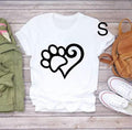 Camiseta blanca para adulto en tamaño pequeño con diseño de corazón y huellita