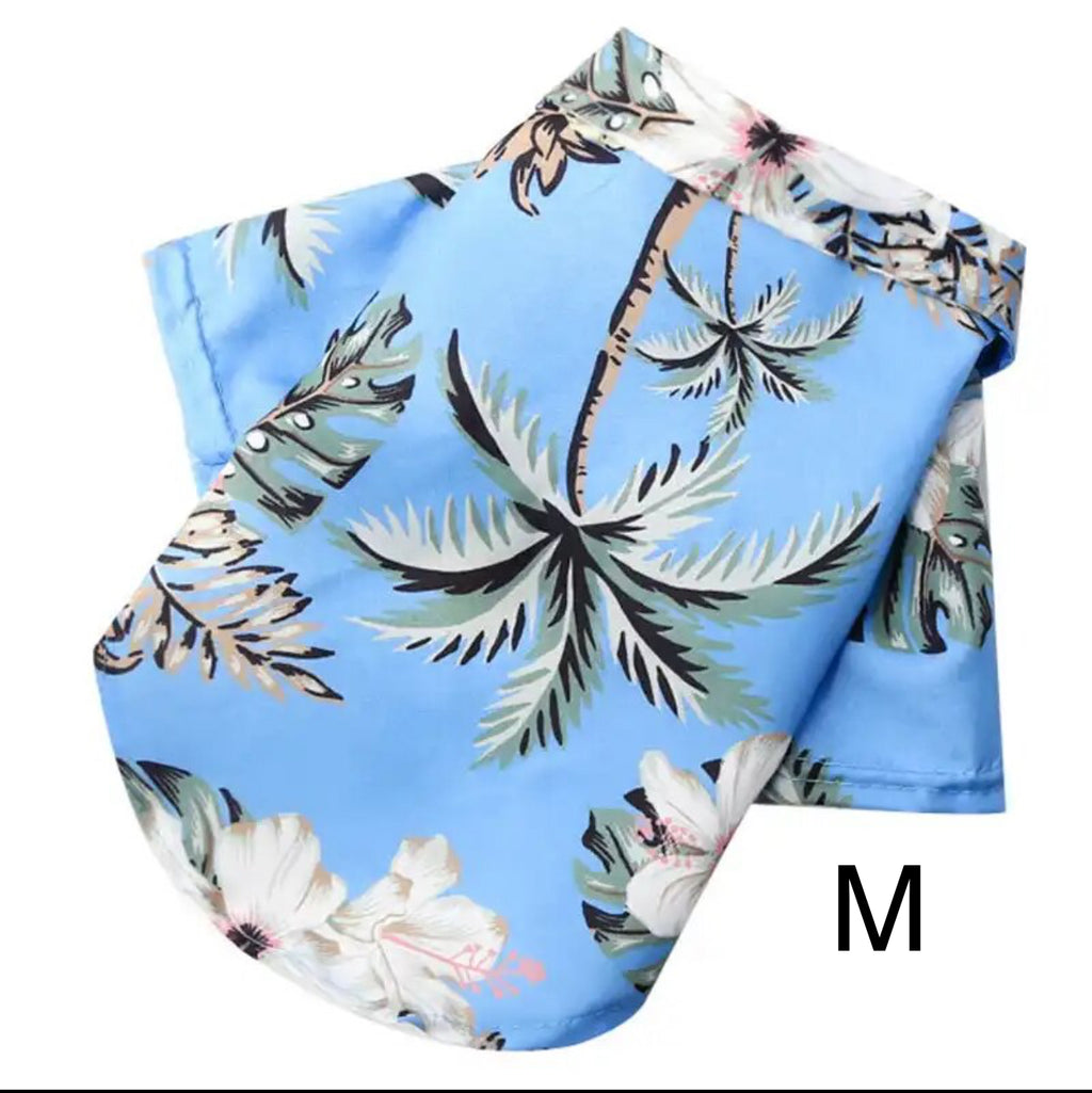 Camisas hawaianas para peluditos con palmas y piñas