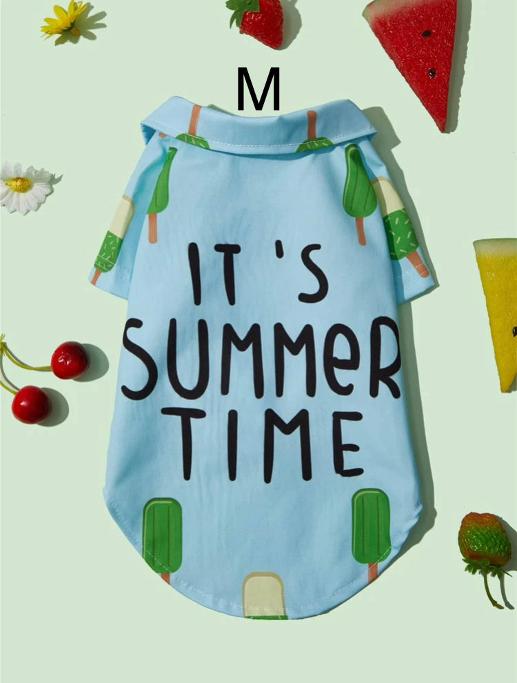 Camisa de botones para peluditos de tiempo de verano