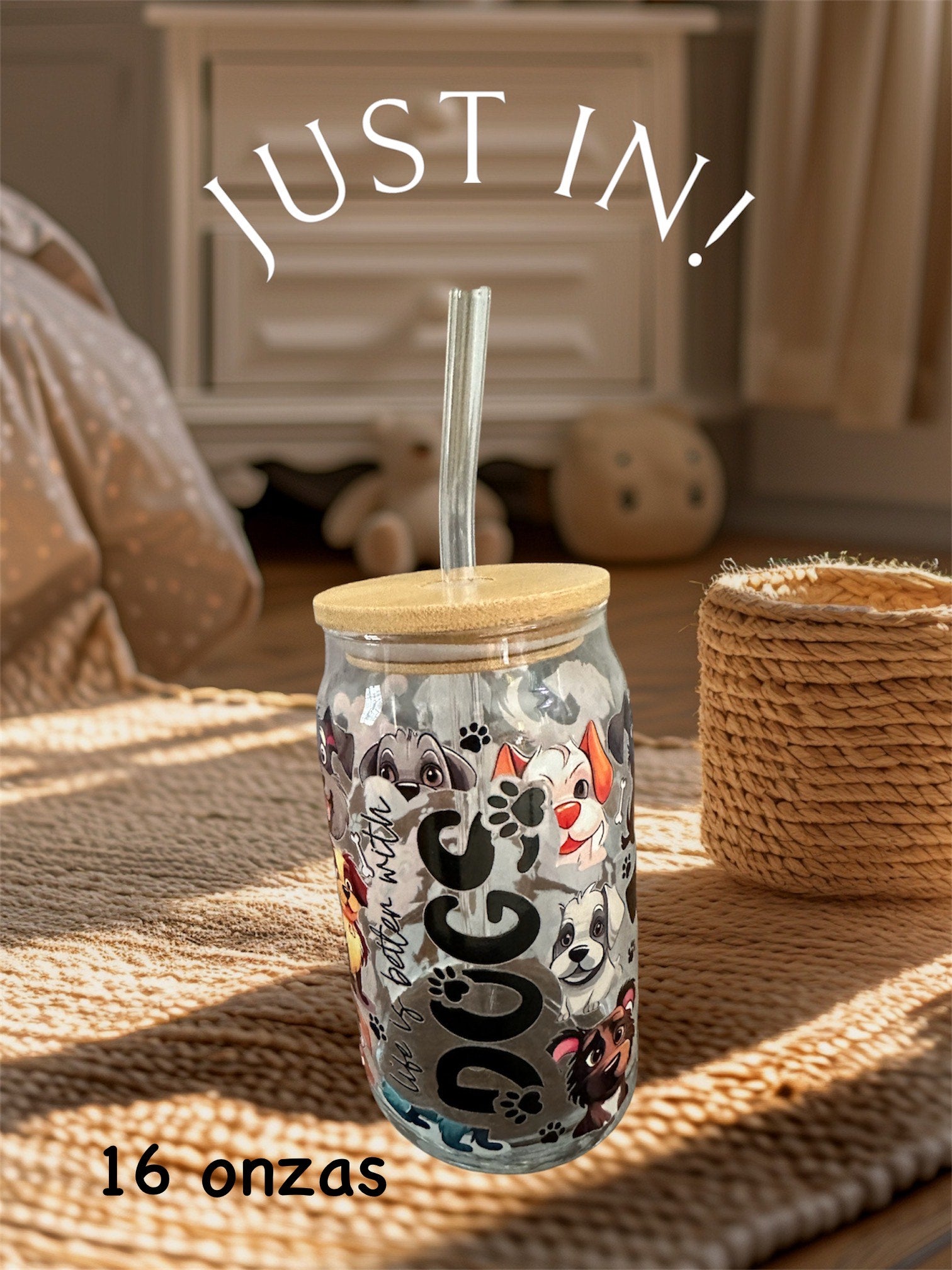 Tumbler en cristal de 16 oz para papá canino