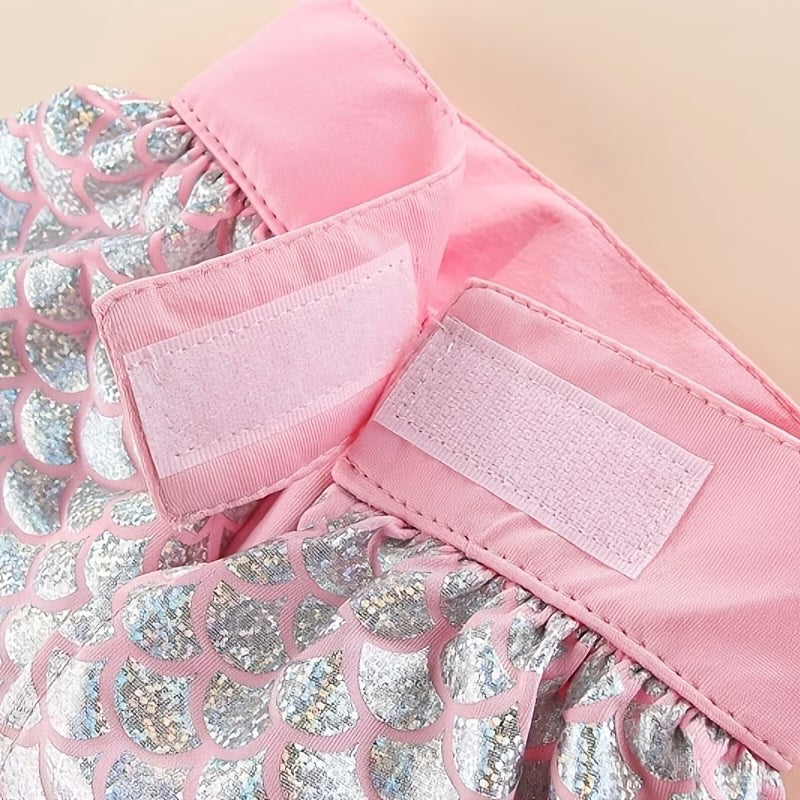 Bikini color rosa y plateado para peluditas estilo sirenita