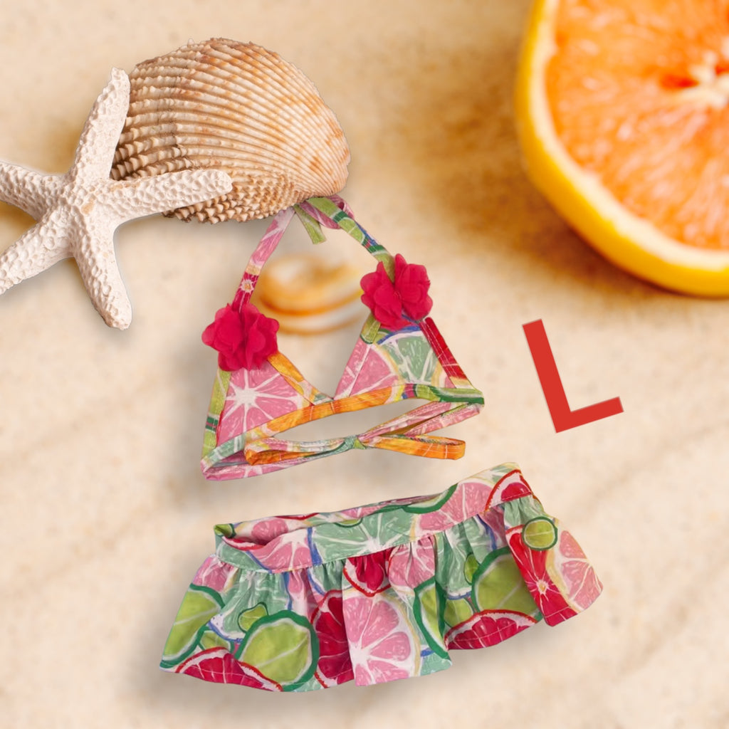 Bikini para peluditas con diseño de frutas cítricas