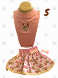 Conjunto de falda, blusa y lazo para peluditas hecho a mano