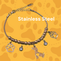 Pulsera dorada en Stainless Steel con dijes de mascotas