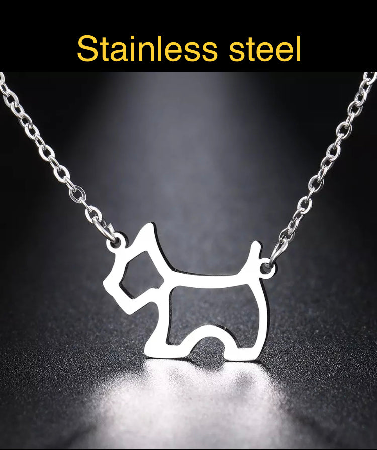 Cadena plateada en Acero Inoxidable con dije de perrito