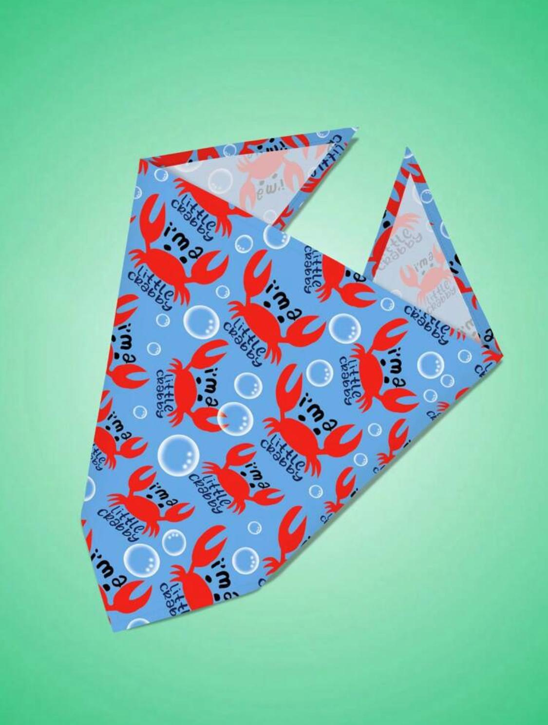 Bandana para mascotas con diseño de cangrejos. Talla Única
