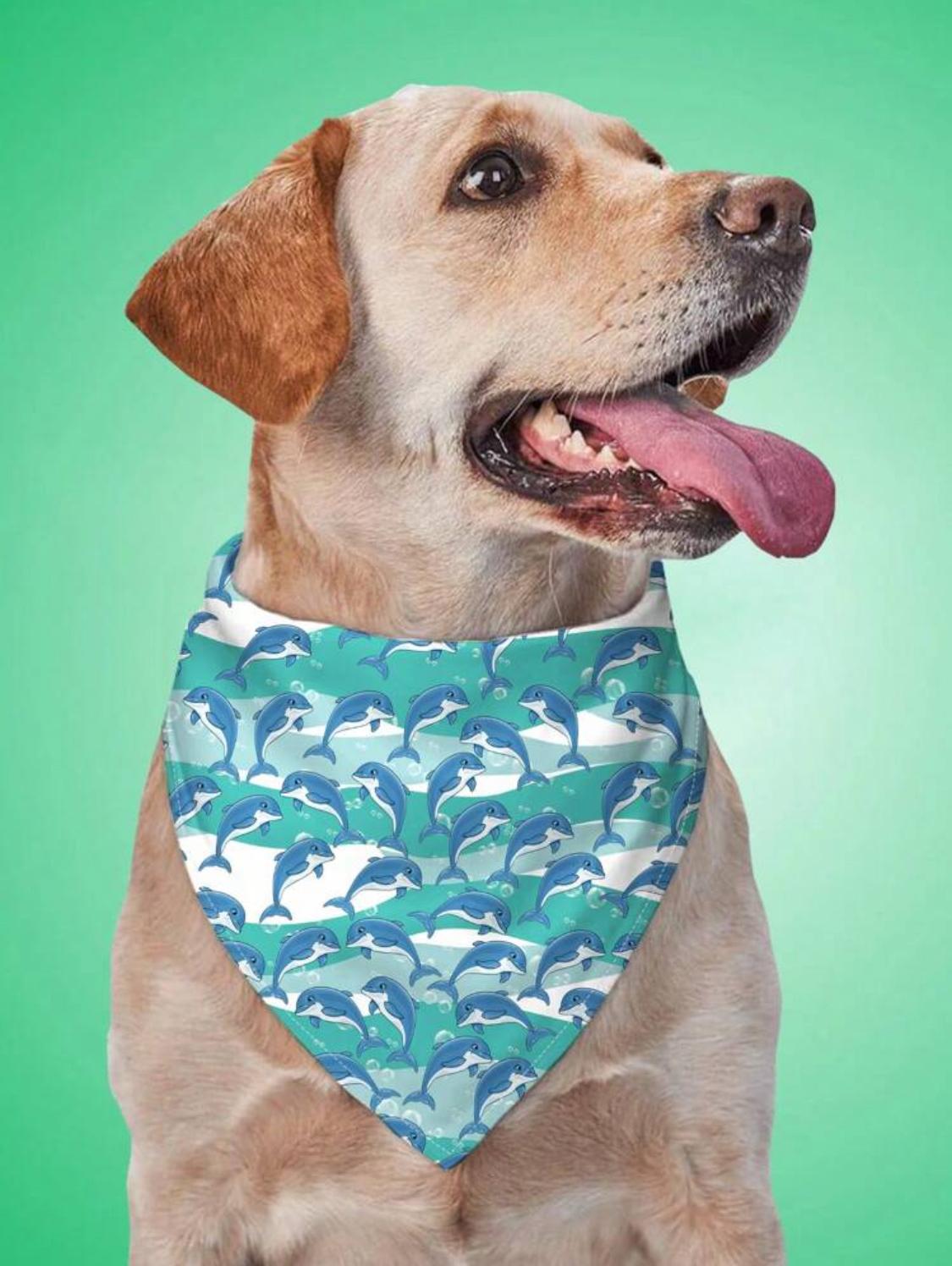 Bandana para mascotas con diseño de delfines. Talla Única
